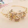 Pearls Wedding Crown Tiaras With Plant Pattern Cheap Bridal Headpiece Flowers Crown Headband Vintage Gold Baroque Crowns For Party6899953