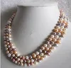 Free Shipping ***Genuine Natural White Pink Purple Freshwater Pearl Necklace 100 inch