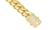 14mm Mens Cuban Miami Link Armband CZ CLASP ICed Out Gold Silver Rostfri Steel Chain 22cm