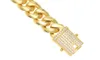 14mm Mens Cuban Miami Link Pulsera cz Broche Iced Out Oro Plata Pulsera de cadena de acero inoxidable 22 CM