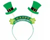 Fascia per capelli Irish St Patricks Day Green Leprechaun Hairband Shamrock Buckle Fancy Dress Carnevale Accessori natalizi Party Top Hats Favor