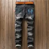 2017 New Style Hole Patch Żegracy Slim Mężczyźni Dżinsy Spodnie Męskie Dżinsowe Spodnie Proste Spodnie 29-38 Vintage Haft Punk Style Dżinsy