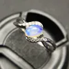 Promotion bague en pierre d'opale 0.5ct 4 * 6mm bague en argent avec opale australienne naturelle bague en argent massif 925 bague en argent sterling opale cadeau pour femme