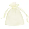 100pcs White Organza Paking Torby Favor Holders Torebki Biżuterii Wesela Favors Świąteczne imprezowe imprezowe torba na prezent 10 x 15 cm / 3,9 x 5,9 cala