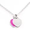 Diseño caliente nueva marca corazón amor collar para mujer accesorios de acero inoxidable circón verde rosa corazón collar para mujer joyería regalo