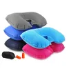 Wholesale- 3Pcs Car Flight Travel Inflatable Neck Rest Cushion U Pillow Eyeshade Earplugs