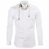 Chemises de luxe pour hommes marque chemises à manches longues hommes avec chaîne Slim Fit hommes chemises habillées Chemise décontractée Homme Camisas Hombre Bl244w