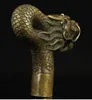 100% bronze Pure Copper Brass Grandpa Good Lucky China Old Handwork Carving Bronze Dragon Statue Cane Head Walking Stick