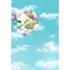 Blanc Nuage Bleu Ciel Scénique Photographie Décors Vinyle Ballons Colorés Nouveau-Né Bébé Enfants En Plein Air Photo Studio Arrière-plans pour Enfants