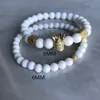 2 piezas de marca de moda Pave CZ hombres pulsera hebras 8mm cuentas mate con cuentas de hematita Diy encanto para correa de muñeca accesorios regalo 5539255