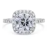 2.33 Ct Cushion Cut Enhanced D/Si1 Halo Simulation Diamond Engagement Ring 14K White Gold