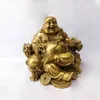 Pur cuivre şezlong Maitreya makaleleri d'ameublement rire Bouddha heykeli