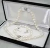 8-9mm Naturvit Akoya Cultured Pearl Armband Halsband Örhängen Smycken Set