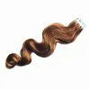 Brazilian Body Wave Hair Skin Weft Tape Hair Extensions 20 pieces 7A 50g #4 Dark Brown Tape Human Hair Extension