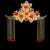 Cocar de noiva de casamento chinês feito à mão coroa de noiva banhado a ouro xiuhe terno pentes de cabelo acessórios 4343740