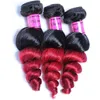 Ombre Maleisische Losse Wave Virgin Menselijk Hair Extensions 2 Two Tone 1B / Rood Bourgondië Wijnrode Maleisische Remy Menselijk Haar Weave Bundels