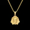 Men Women Stainless Steel Egyptian Pharaoh Pendant Gold Color Hip Hop Style Titanium Egypt King Necklace Chain Punk Jewelry253P