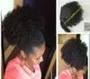 Chic Bun Puff Upo Afro Kinky Krullend Paardenstaart Braziliaanse Virgin Haar Wrap Rond Paardenstaart Haarstuk 100G-160G Natuurlijke Zwart 1B