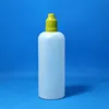 120ML 100 unids/lote botellas cuentagotas de plástico LDPE con tapas seguras a prueba de niños puntas botella de jugo que combina con pezones cortos