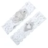 ブライダルガーター2ピースセットレースの結婚式のブライダルガーターセット真珠の手作りの花ラインストーンビンテージプロムギフト安い在庫あり