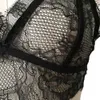 Sexy Women Lingerie Sheer Lace Strappy Bra Thong Erotic Two Piece Sleepwear Underwear Bra Set Black Transparent Bikini Set26507246038
