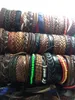 Whole 100pcs Men Women Vintage Genuine Leather Bracelets Surfer Cuff Wristbands Party Gift Mixed Style Fashion Jewelry Lots261O