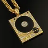 Wholesale- DJ Phonograph Big Pendant Necklace Men Jewelry Hiphop Chain Gold Silver Plated Music Hip Hop Rock Rap Necklaces Mens Jewellery