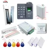 Fingeravtryck RFID Access Control System Kit Frame Glas Dörr uppsättning + Elektrisk magnetisk lås + Kort KEYTAB + Strömförsörjning + Knapp + Dörrklocka