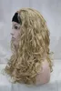 Hivision Новый очаровательный здоровый модный золотой блондин волнистый вьющийся парик 34 с повязкой на голову синтетический женский039s половина парика4430237