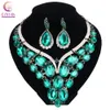 Fashion Jewelry Chunky Gem Crystal Flower Choker Necklace Statement Necklace Earring Party Dress Jewelry Sets 10 Colors