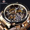 Forsining Steampunk Gear Design Transparante kast Automatisch horloge Goud Roestvrij staal Skeleton Luxe Herenhorloge Topmerk Luxe + horlogedoos