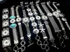 Nya 10 stycken mixa diverse kvinnors ingefära 18mm snap knäppa chunk charms antika silver rhinestone vintage kedjan armband