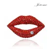 100pcs/Fashion Unique Sexy Red Lips Brooches Scarf Brooch Pin rhinestone Pins up crystal diamond For Women