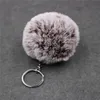 Simulated Rabbit Fur Ball Keyrings 8cm Ombre Color Plush Ball Keychain Car Key Chain Women Bags Pendant Key Rings Accessories