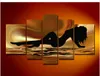 Geweldige handgeschilderd abstracte sexy foto canvas afdrukken handgemaakte naakt olieverf voor huis wanddecoratie vijf-piture gecombineerd