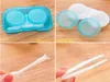 500psets/lot Plastic Companion box with Hanging hole contact lens box Eyeglasses Case Dressing case With tweezers & stick 4 in 1