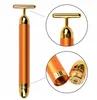 Skönhetsutrustning ansikte Care Energy Beauty Bar Waterproof 24K Gold Pulse Firming Massager Roller Facial Eye Pouch Remover6223986