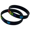 100 Stück Love Autism Dad and Mom Silikonkautschuk-Armband, mehrfarbiges Logo, Erwachsenengröße als Werbegeschenk