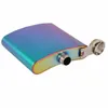 6 oz Rainbow color Stainless Steel hip Flask with funnel012838927