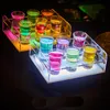 6/12 şişe Cam Tepsi Kurşun Kupası Tutucu Renkli LED Şarj Edilebilir Işık Şarap Bardakları Raf Çubuklar Buz Kovaları