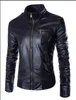 Wholesale- 2016 New Fashion PU Leather Jacket Men Jaqueta De Couro Masculina  Mens Jackets And Coats Skinny Fitness Motorcycle Jacket