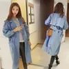 Wholesale- 2016 Women Denim Coat Vintage Turn Down Collar Oversize Women Jacket Coat Tops For Women Long Denim Coat Femme Casaco Feminino1