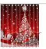 Cortina de chuveiro lavável impressa em 3D para banheiro Natal boneco de neve cortina de chuveiro com 12 ganchos Decoração de ano novo para casa do Papai Noel 21 estilos