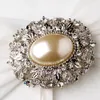 Vintage Style Antique Silver Oval Diamond Ivory Pearl Brooch