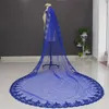 Nouvelle Arrivée Une Couche Paillettes Dentelle Bleu Royal Tulle Belle Voile De Mariée Avec Peigne De Haute Qualité Accessoires De Mariage NV7009334F