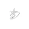 Cheap Fashion Adjustable Twinkle Stretch Star Ring Nautical Beach 2 Starfish Ring for Women Birthday Gifts EFR068254i