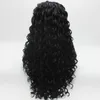 Iwona cabelo encaracolado longo preto peruca 18 # 1 meia mão amarrada resistente ao calor sintético rendas frente di ...