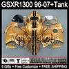 8gift gloss dourado Para SUZUKI Hayabusa GSXR1300 96 97 98 99 00 01 13MY190 GSXR 1300 GSX-R1300 GSX R1300 02 03 04 05 06 07 Carenagem TOP preto