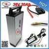 무료 배송 1000W 후면 전기 자전거 배터리 36V 20AH 리튬 이온 배터리는 18650 2000MAH 세포 (30A) BMS + 2A 충전기를 사용 랙