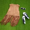 European fashion new design women's autumn sleeveless beading tassel fringe suede leather coat medium long vest cape coat MLXL